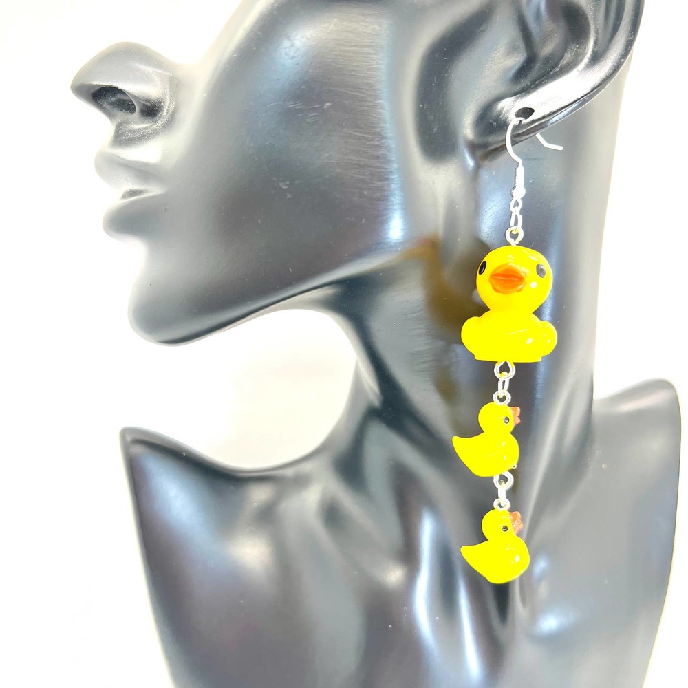 Large Rubber Duck Family Chain Earrings - Farm Earrings - Zoo Earrings - Picture 9 of 10